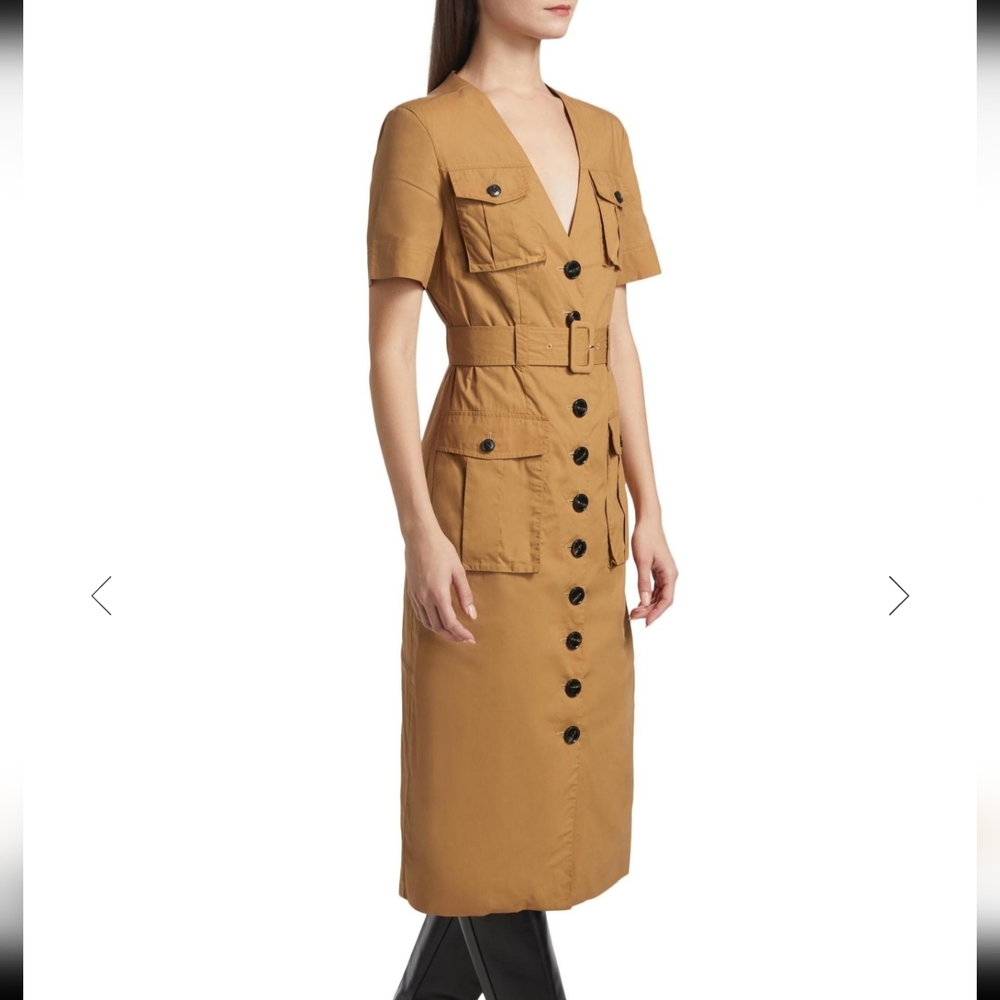 NWT $595 Toccin Finn Stretch-Cotton Poplin Midi-Dress Womens Size 4/TP Small